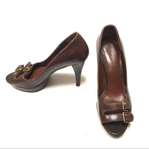 Marc Fisher Vertigo open toe double buckle heels 8 - Picture 2 of 13